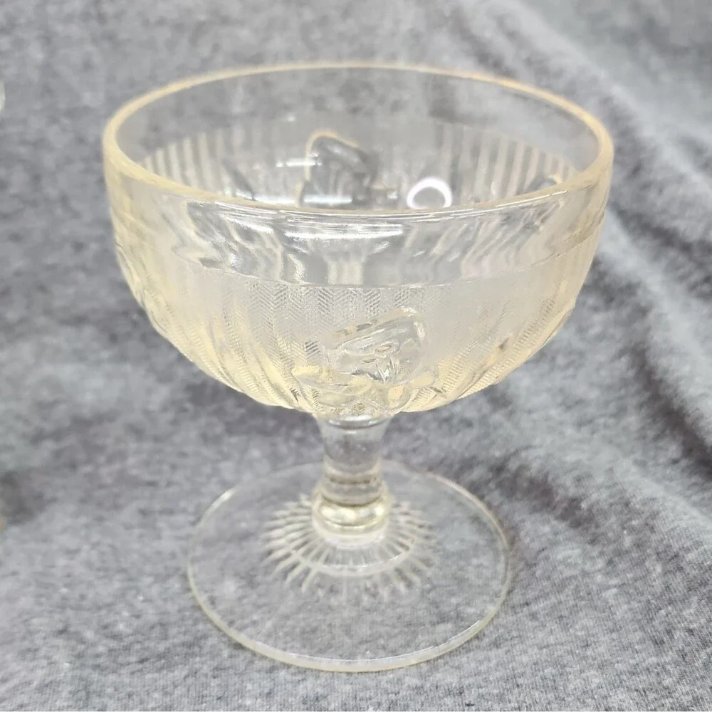 Jeannette Iris & Herringbone Glass Glass Lot Vintage Sherbets and Candle holders